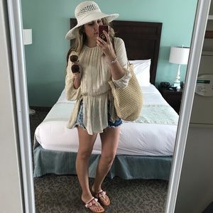 Cream and Gold free people shirt